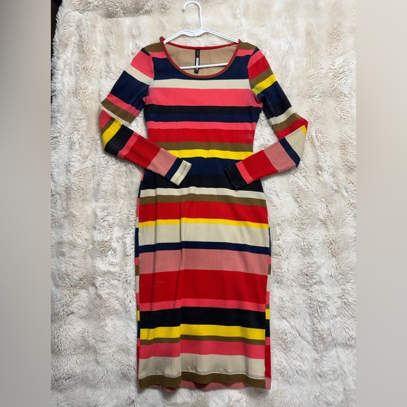Tracy Reese Dresses & Skirts - Anthropologie Colorful Striped Long Sleeve Midi Dress in M